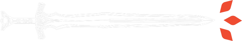 white outline of a sword on black background