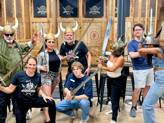 Throwers in medieval garb.